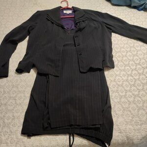 2 piece black pin stripped purple suit